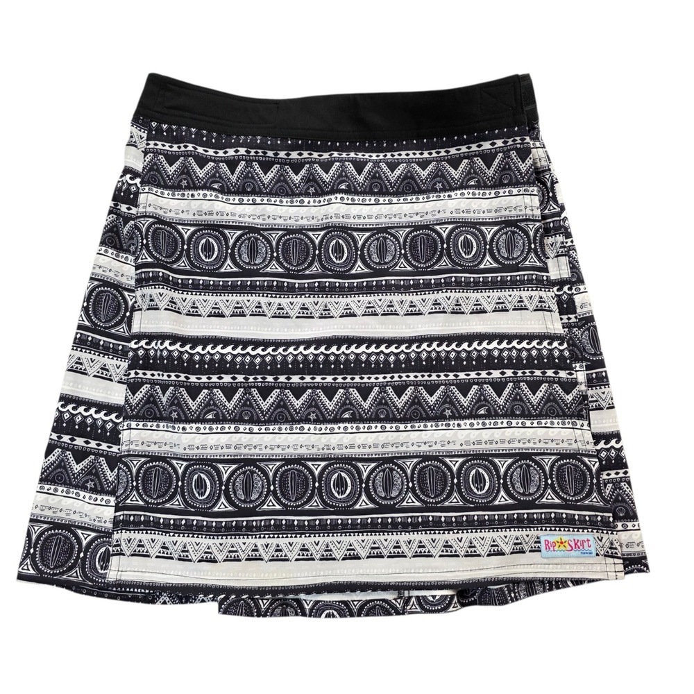 Rip Skirt Hawaii Womens Small Tribal Print Wrap Skirt‎ Black White Beachwear